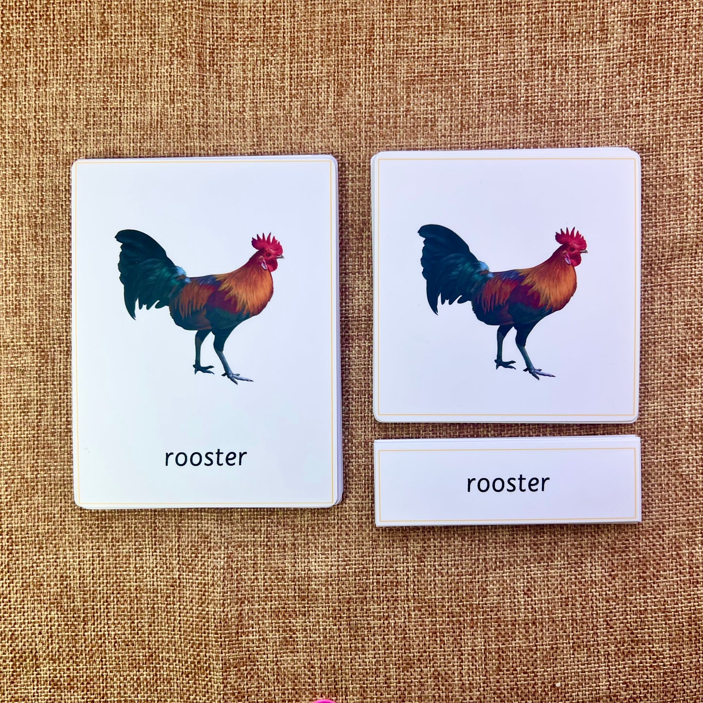11 Farm Animals Montessori 3 Part Cards with Matching Miniature Figures- Montessori Education Activity for Home, Classrooms and Homeschools