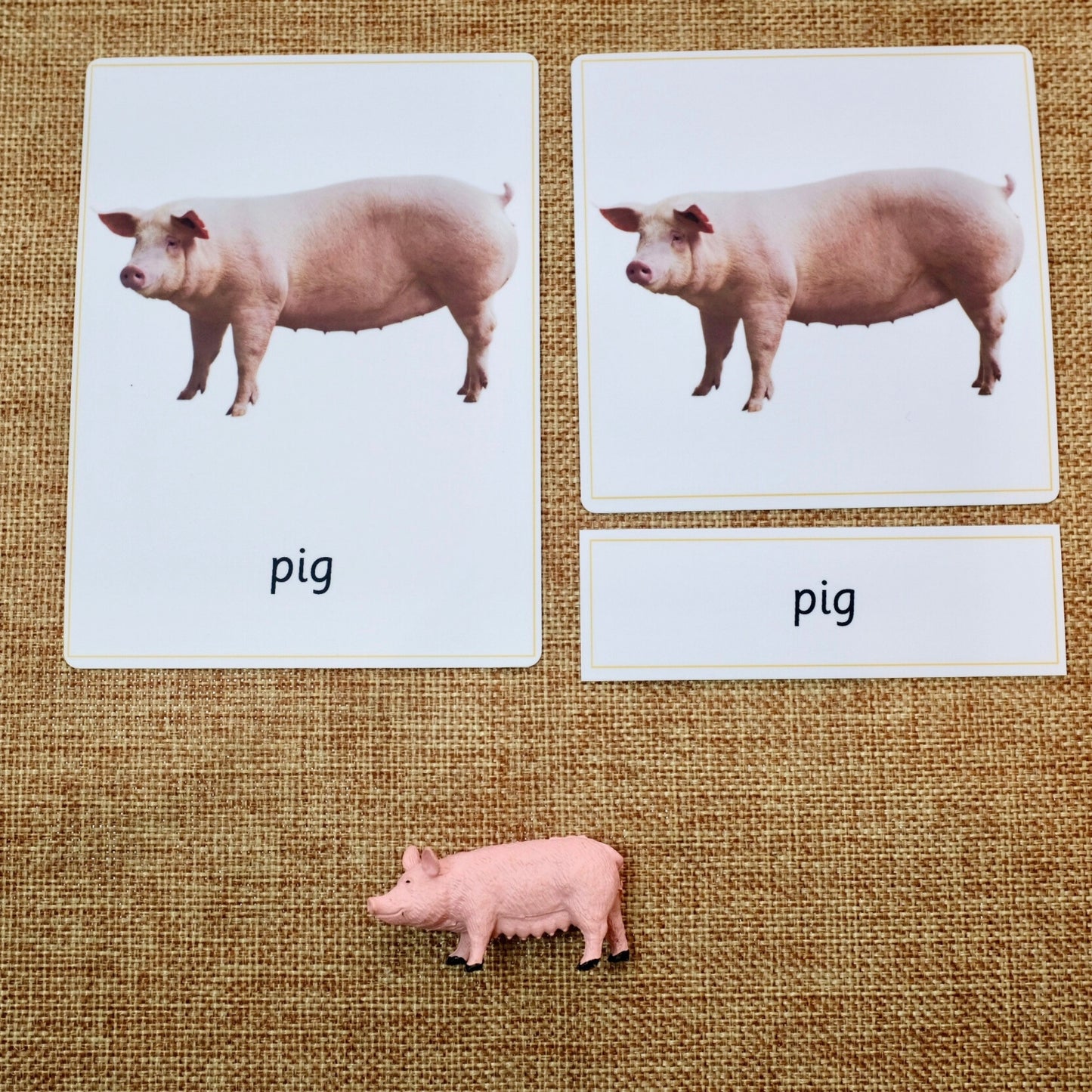11 Farm Animals Montessori 3 Part Cards with Matching Miniature Figures- Montessori Education Activity for Home, Classrooms and Homeschools