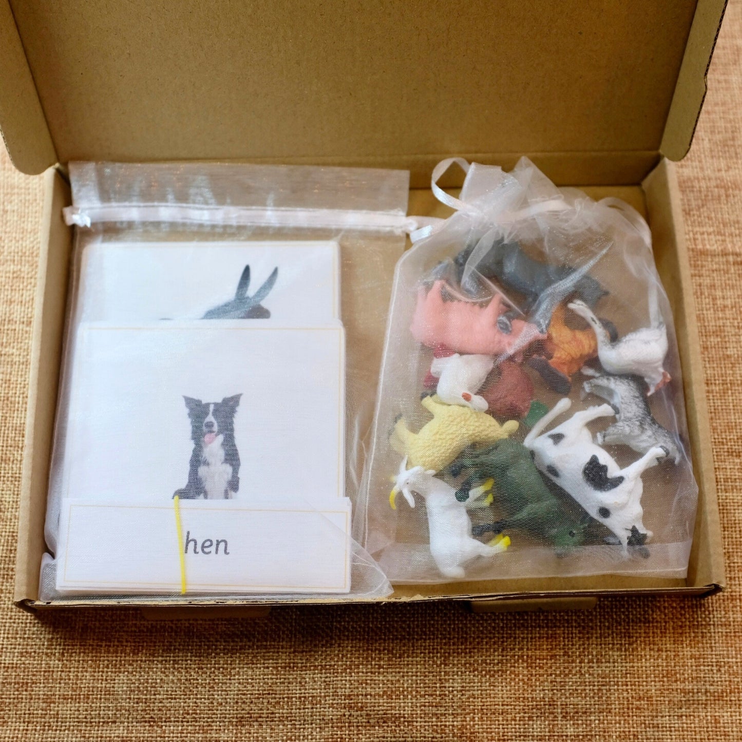 11 Farm Animals Montessori 3 Part Cards with Matching Miniature Figures- Montessori Education Activity for Home, Classrooms and Homeschools