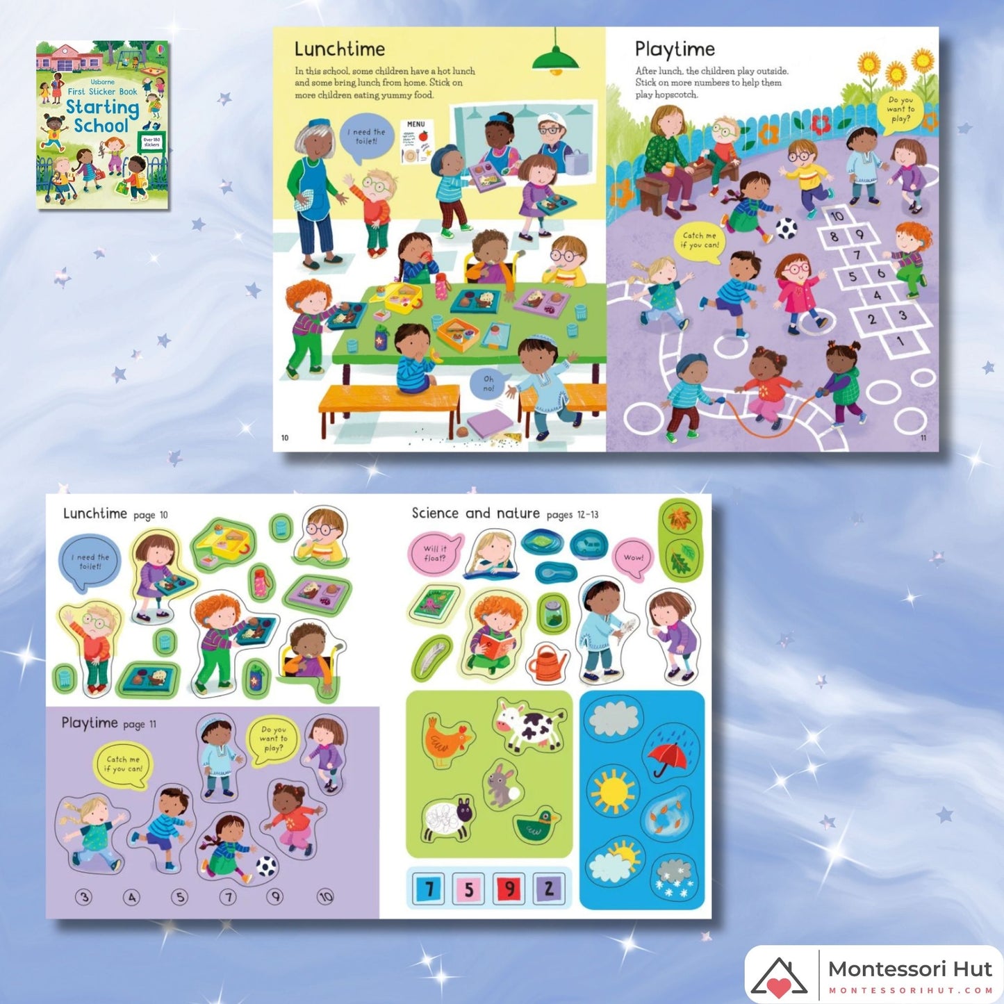 Starting School Montessori Book Bundle - Story Book and Usborne Sticker Book - Gift Option available
