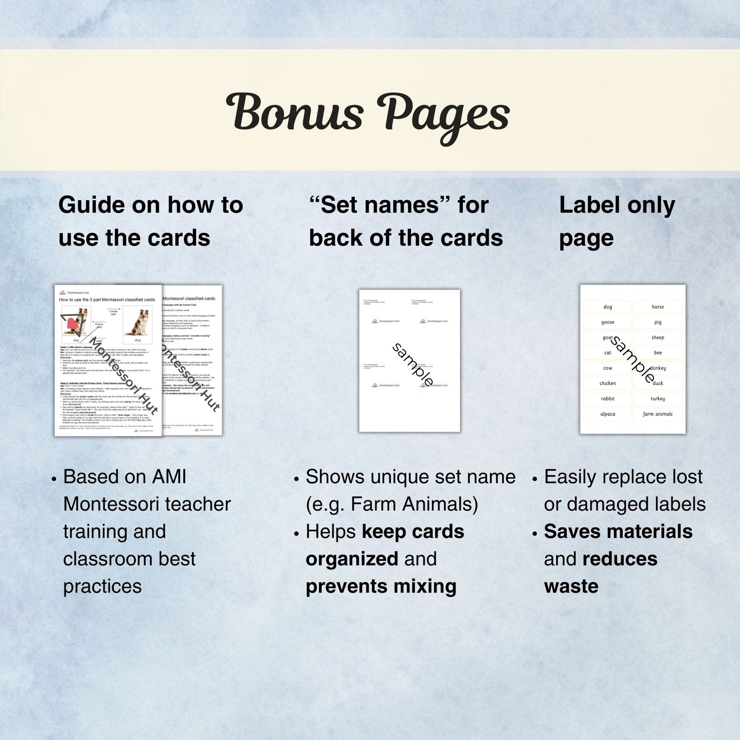 Wild Flowers Montessori 3 Part Cards with Fact Cards | Digital Download | Printable