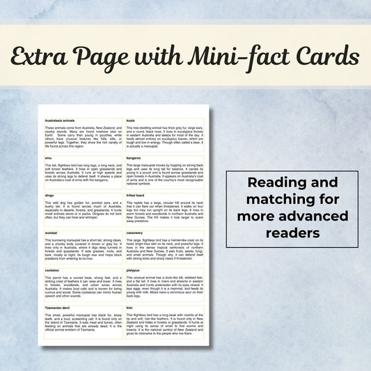 Australia / Australasia Animals Montessori 3 Part Cards | Digital Download | Printable