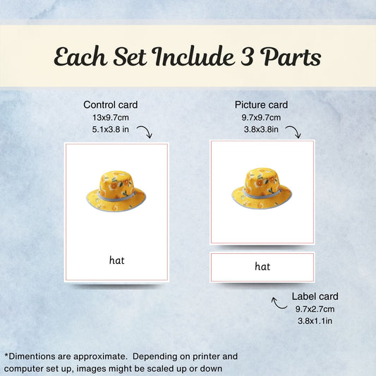 Clothes and Accessories Montessori 3 Part Cards | Digital Download | Printable