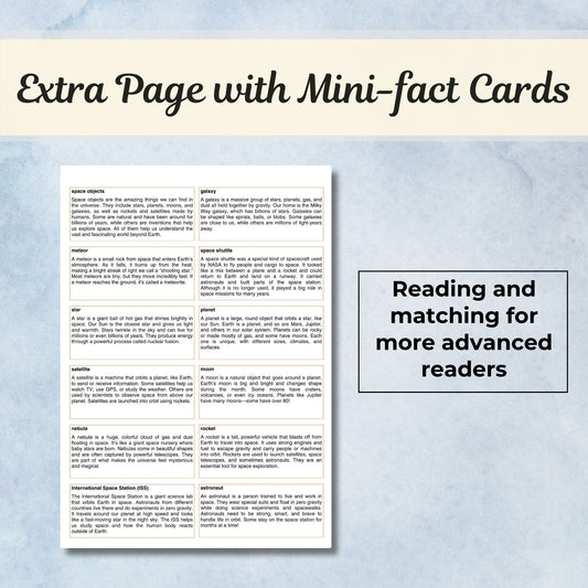 Space Objects Montessori 3 Part Cards with Fact Cards | Digital Download | Printable