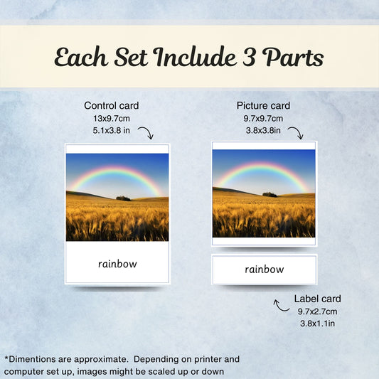 Weather Landmarks Montessori 3 Part Cards | Digital Download | Printable