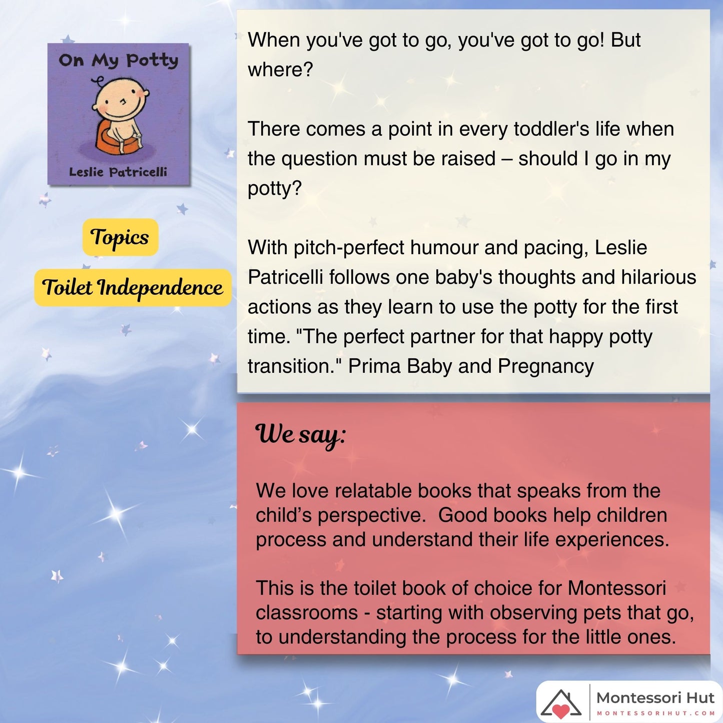 Toddler's Big Steps Potty and Separation - Montessori Book Bundle - Gift Wrap available