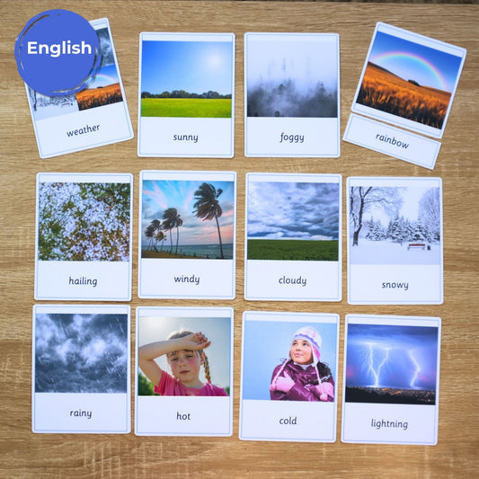Weather Handmade Premium Montessori 3 Part Cards Nomenclature - 12 Sets