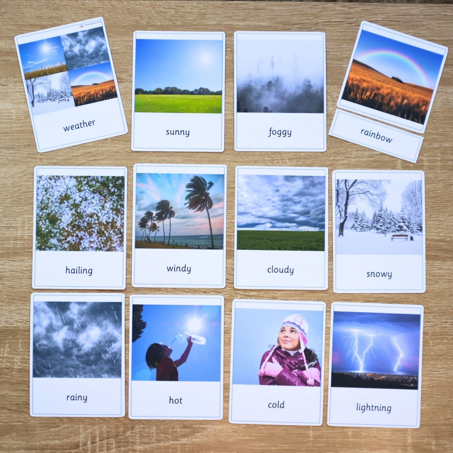 Weather Montessori 3 Part Cards Nomenclature - 12 Sets