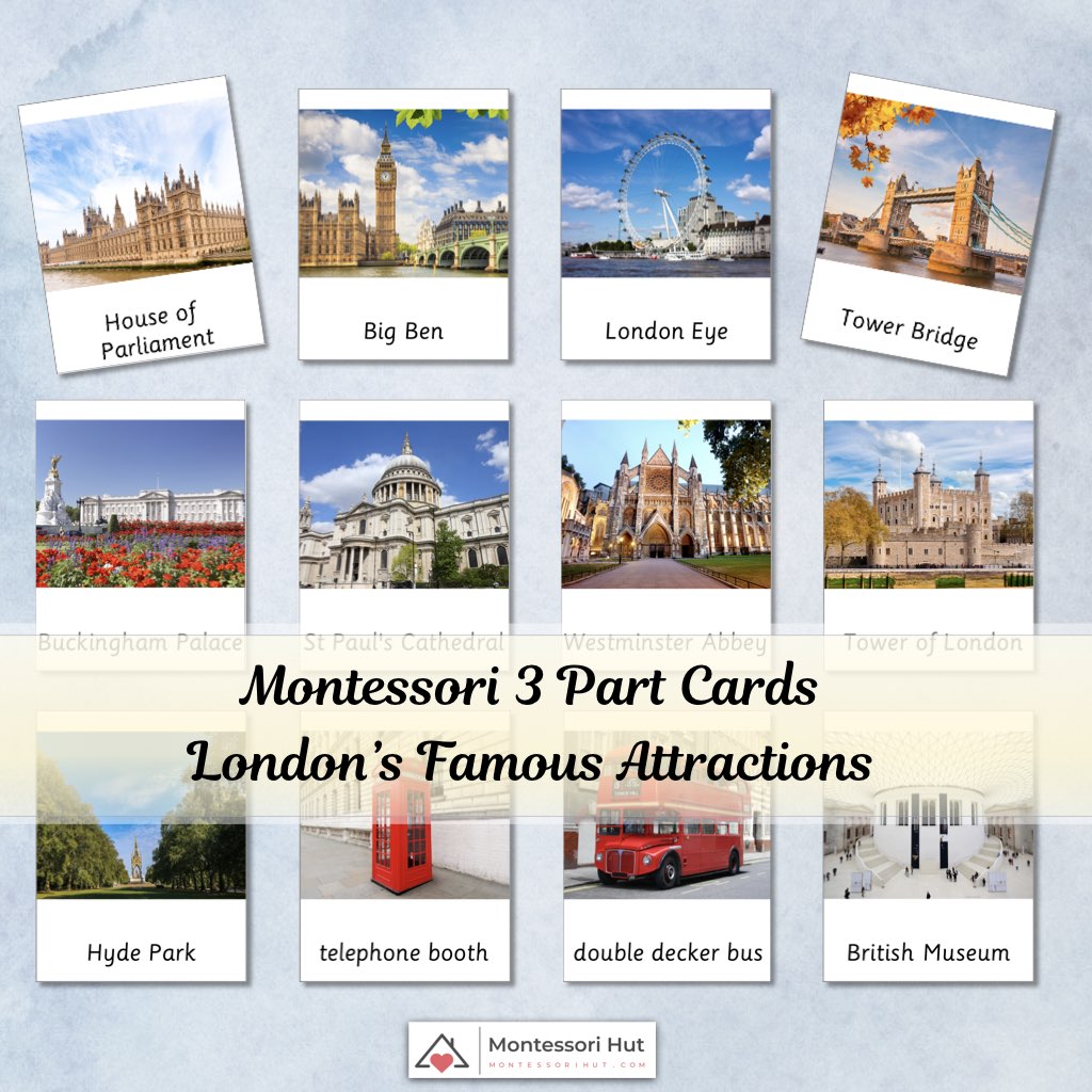 London famous landmark attractions Montessori 3 part card | classified card | Printable | Homeschool and classroom resources