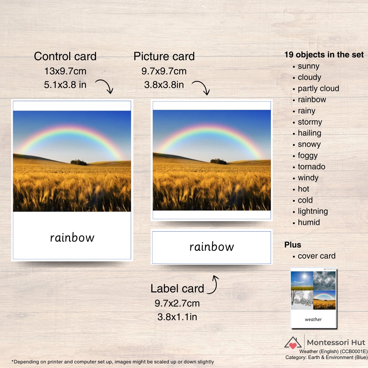 15 Weather Montessori 3 Part Cards|Nomenclature Cards|PDF Educational Flashcards Preschool, Homeschool, Classroom Learning Resources|Vocab