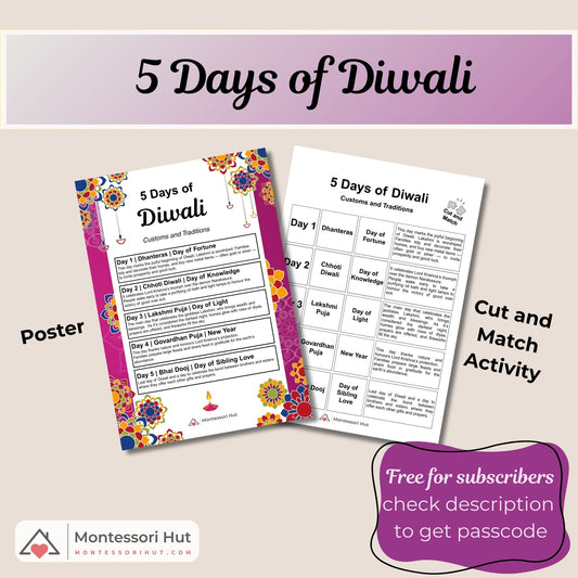 5 Days of Diwali Educational Poster, with Activity Sheets  - Free Download for Subscribers