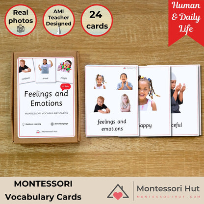 Feelings and Emotions Vocabulary Cards | Flash Cards | Handmade - Building Emotional Intelligence and Vocabulary - 24 Cards