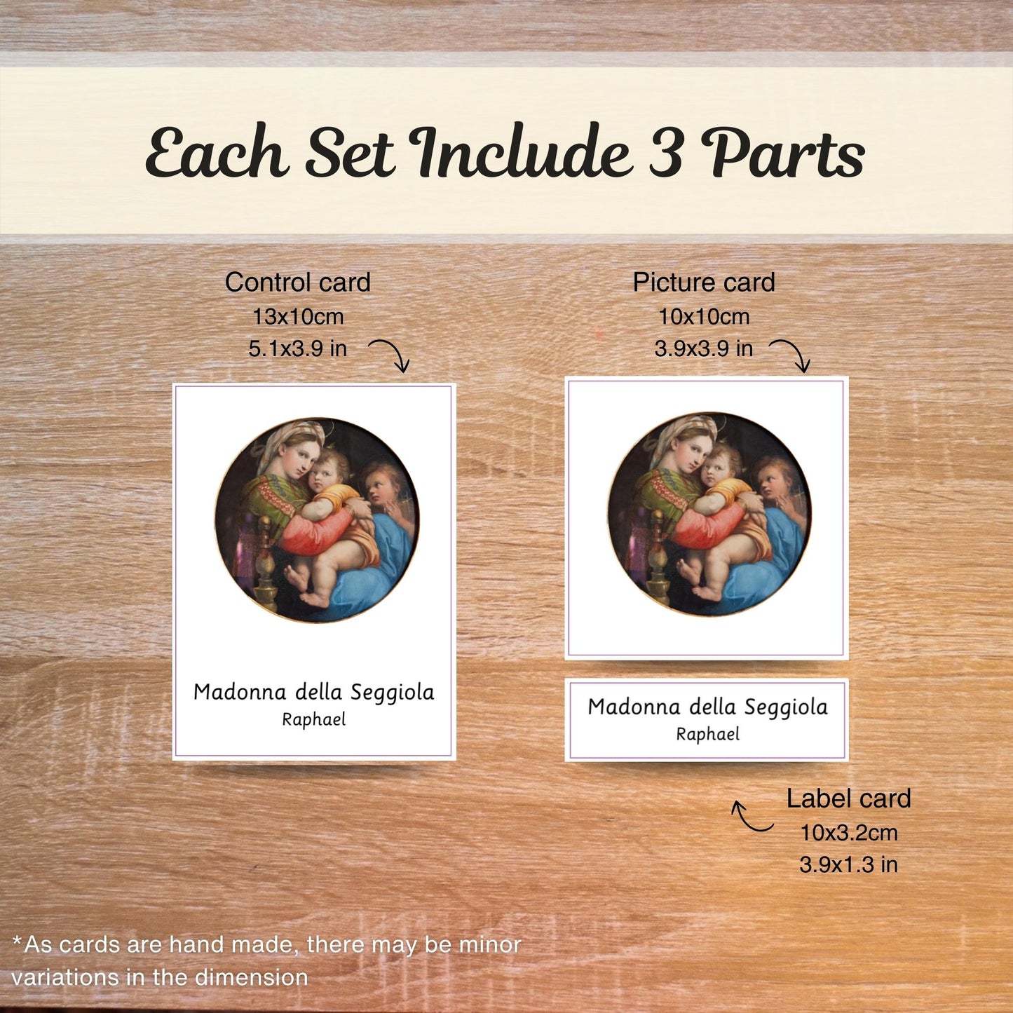 Famous Paintings - From Renaissance to Cubism - Handmade Premium Montessori 3 Part Cards - 12 Sets