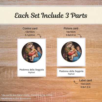 Famous Paintings - From Renaissance to Cubism - Handmade Premium Montessori 3 Part Cards - 12 Sets