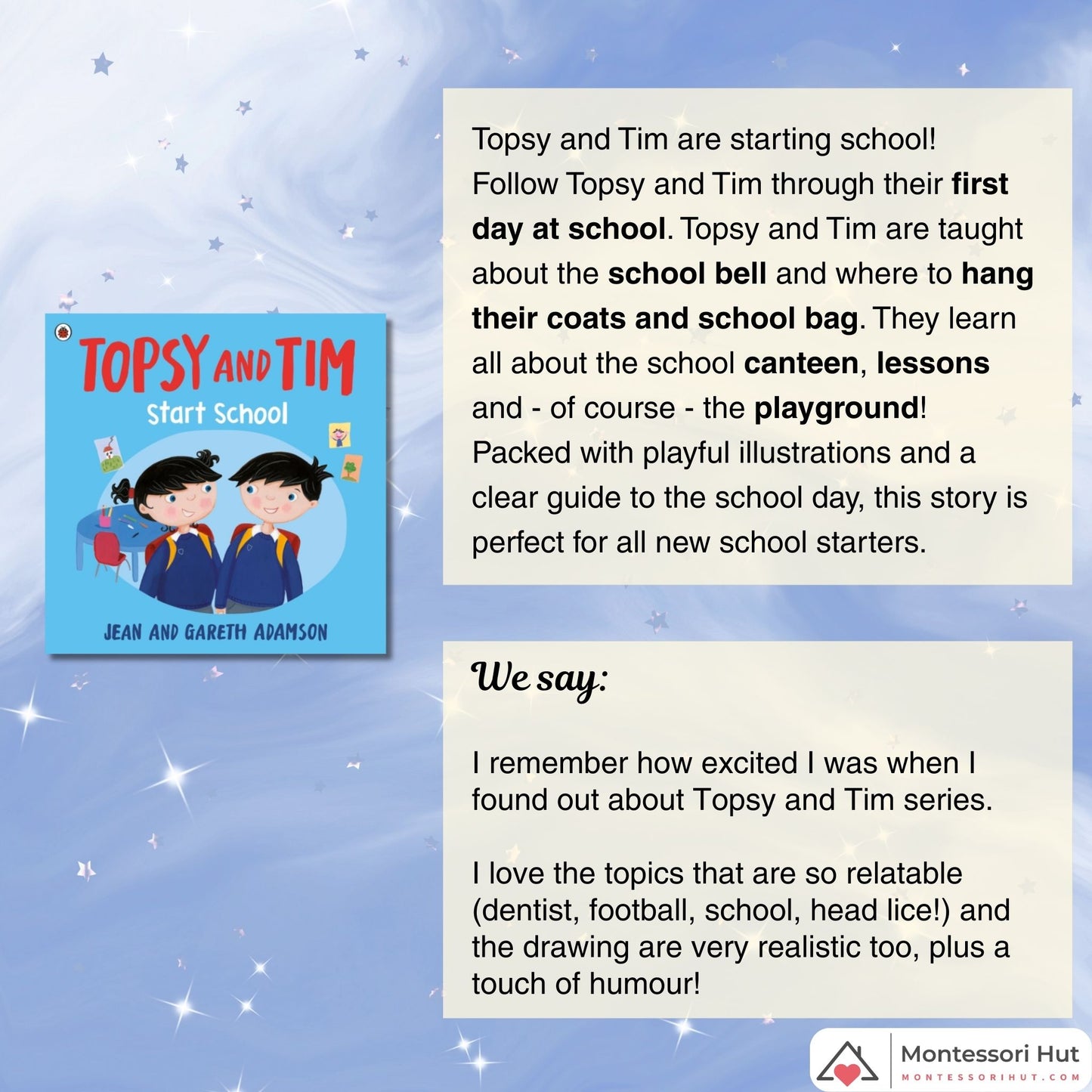 Starting School Montessori Book Bundle - Story Book and Usborne Sticker Book - Gift Option available