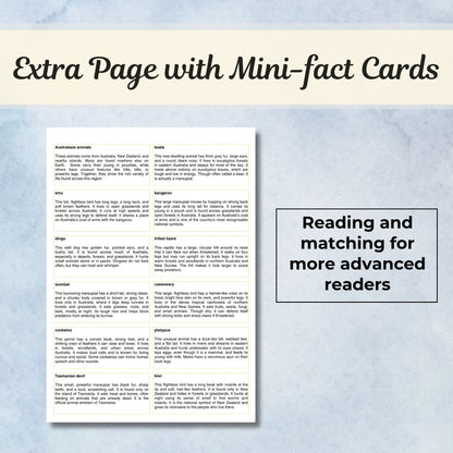 Australia / Australasia Animals Montessori 3 Part Cards | Digital Download | Printable