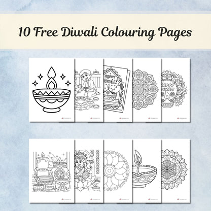 Diwali Customs and Traditions Montessori 3 Part Cards | Digital Download | 10 Free Colouring Pages | Printable