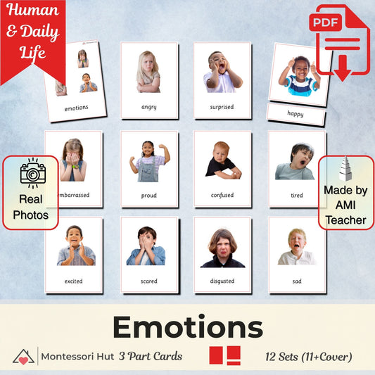 Emotions Montessori 3 Part Cards | Digital Download | Printable