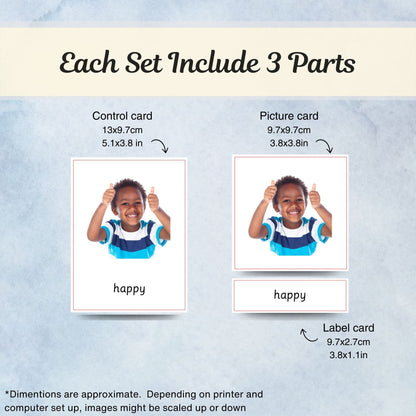 Emotions Montessori 3 Part Cards | Digital Download | Printable