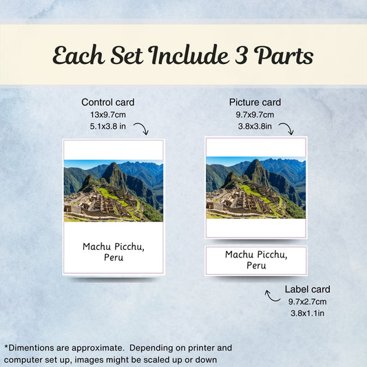 Historical Landmarks Montessori 3 Part Cards | Digital Download | Printable