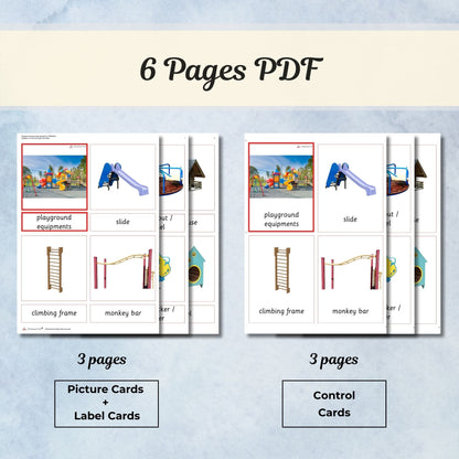 Playground Equipments Montessori 3 Part Cards | Digital Download | Printable