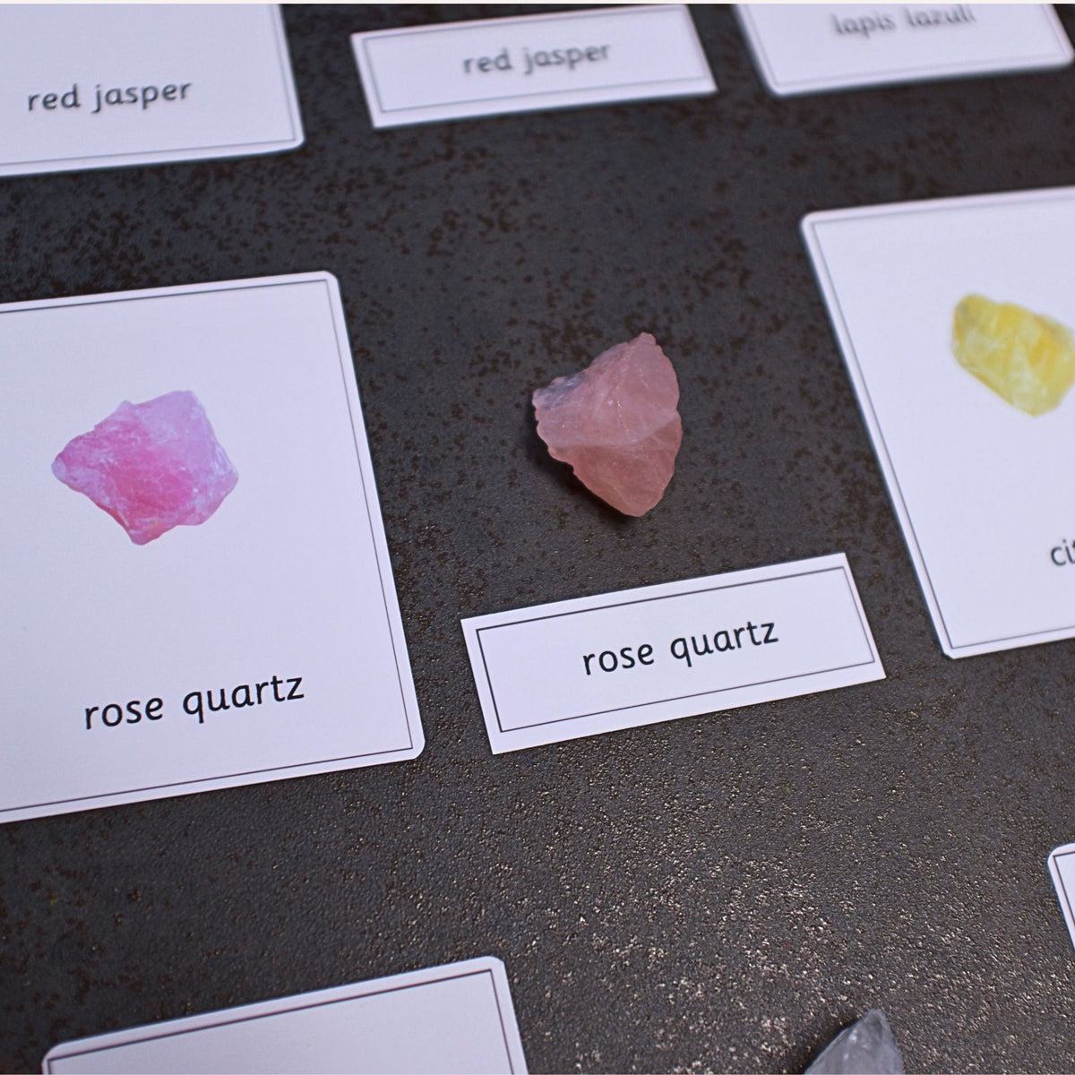10 Rocks and Crystals Montessori Matching Nomenclature Cards with Natural Rocks