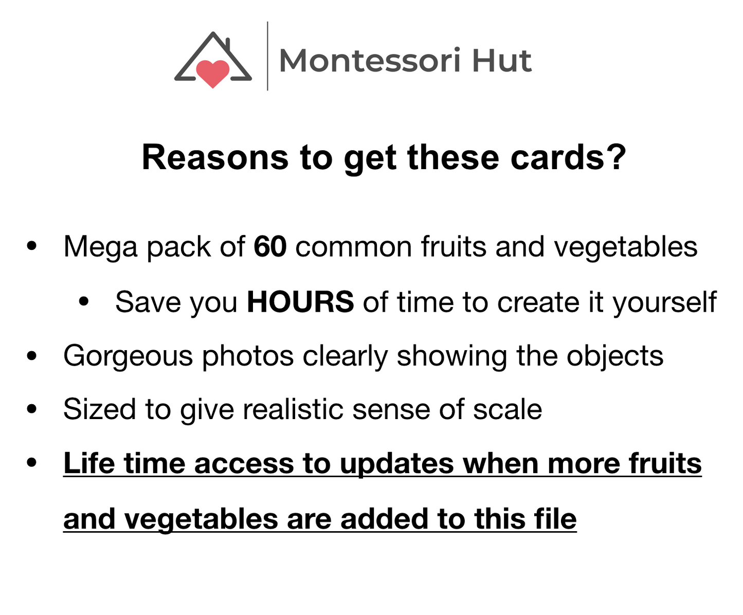 Montessori 3 Part Cards - Mega Pack 60 Common Fruits and Vegetables -  Nomenclature Cards, Classified Cards - DIGITAL DOWNLOAD with LIFE TIME ACCESS