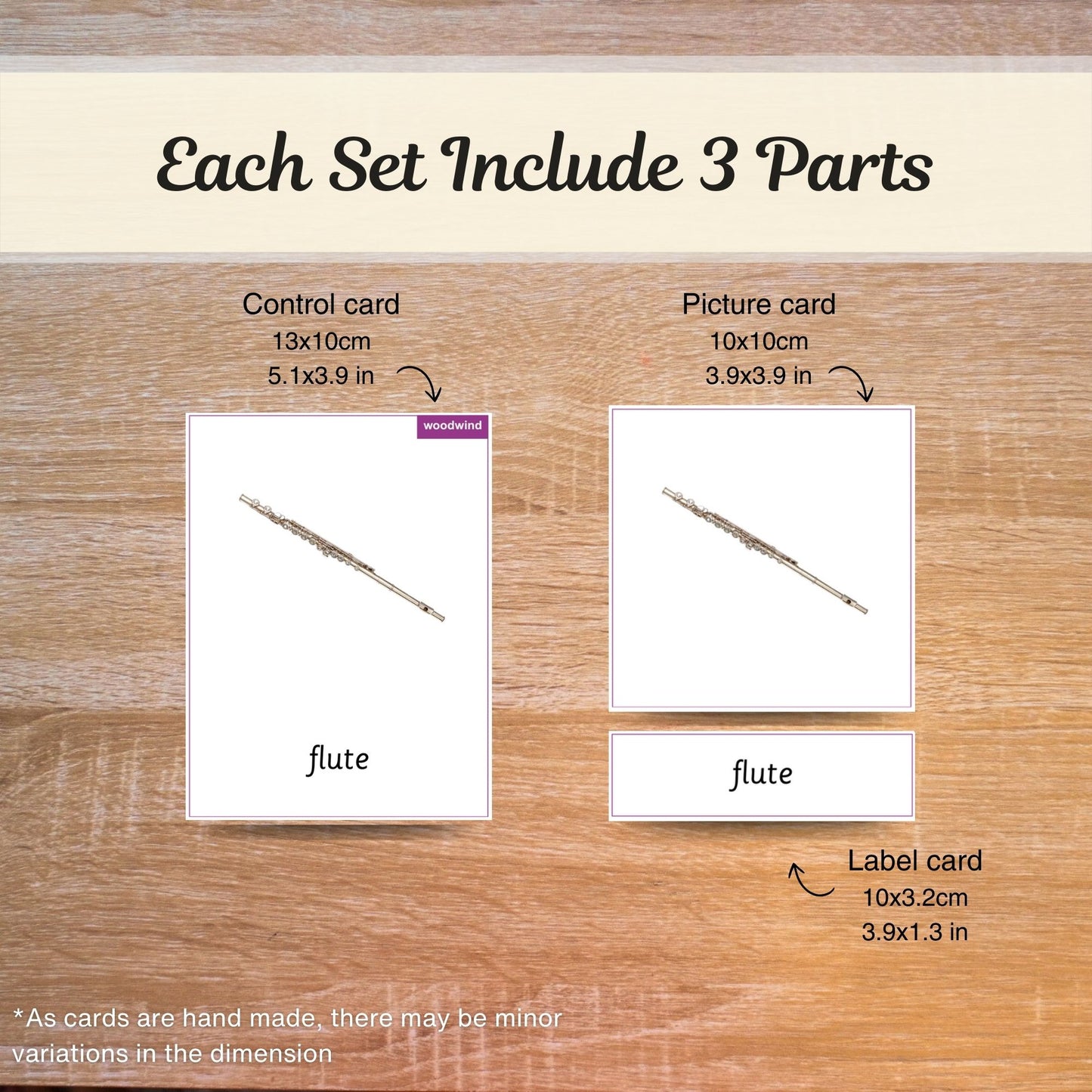 Musical Instruments - Instruments Only - Handmade Premium Montessori 3 Part Cards - 12 Sets