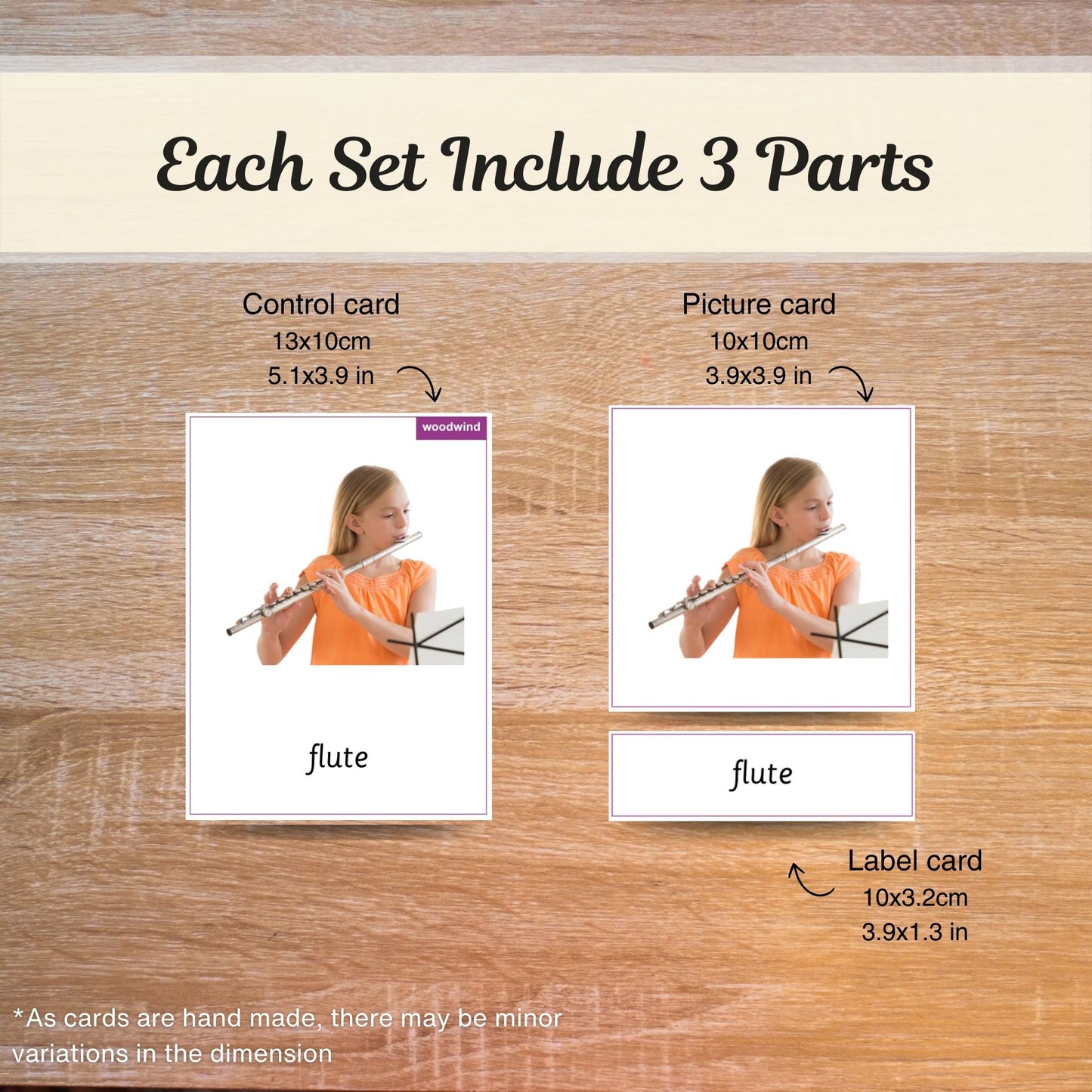 Musical Instruments Handmade Premium Montessori 3 Part Cards - Real Photos - 12 Sets
