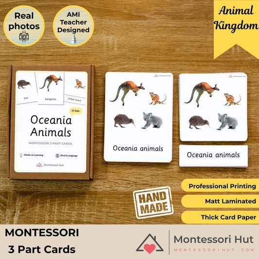 Oceania | Australia Animals Handmade Premium Montessori 3 Part Cards