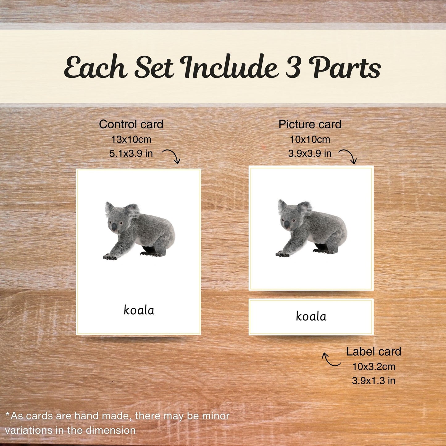 Oceania | Australia Animals Handmade Premium Montessori 3 Part Cards