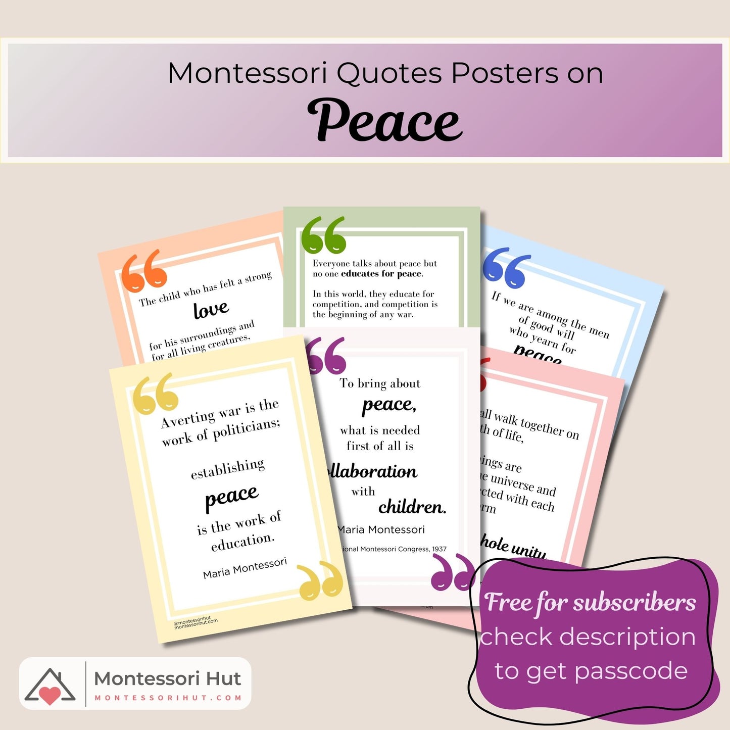 Peace - Maria Montessori Quotes Posters | Digital Download | Printable