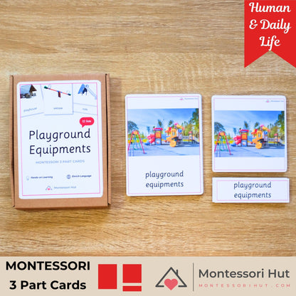 Playground Equipments Handmade Premium Montessori 3 Part Cards - 12 Sets