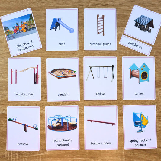Playground Equipments Montessori 3 Part Cards - 12 Sets