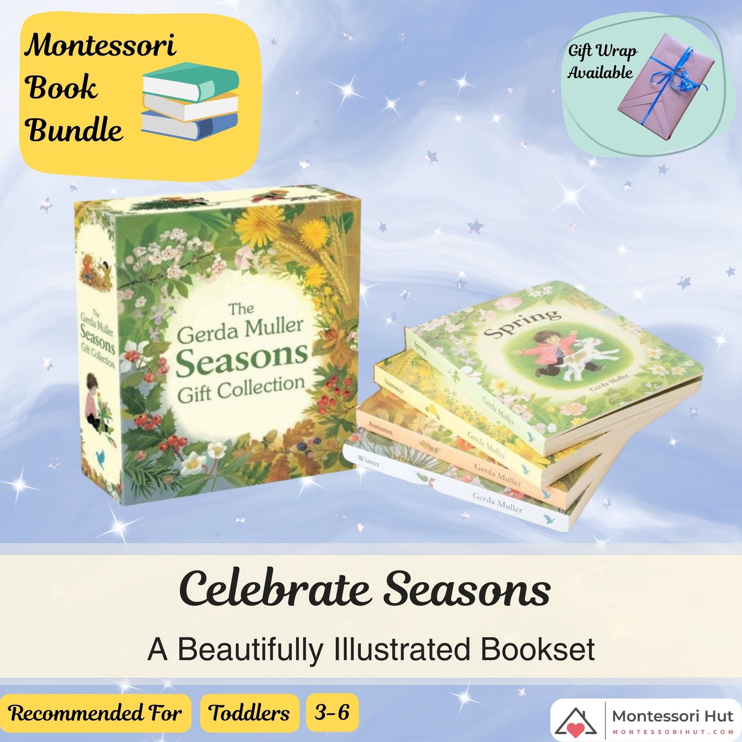 Seasons Board Books Gift Collection by Gerda Muller - Montessori Book Bundle - Gift Wrap available