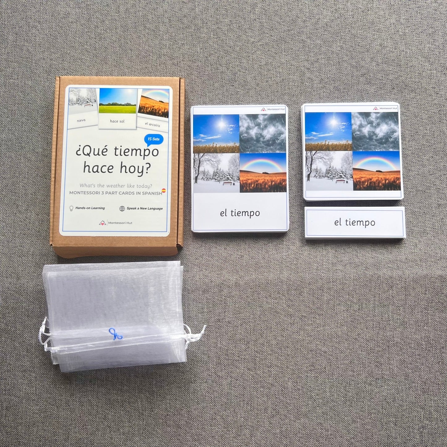 15 Weather Spanish Montessori 3 Part Cards