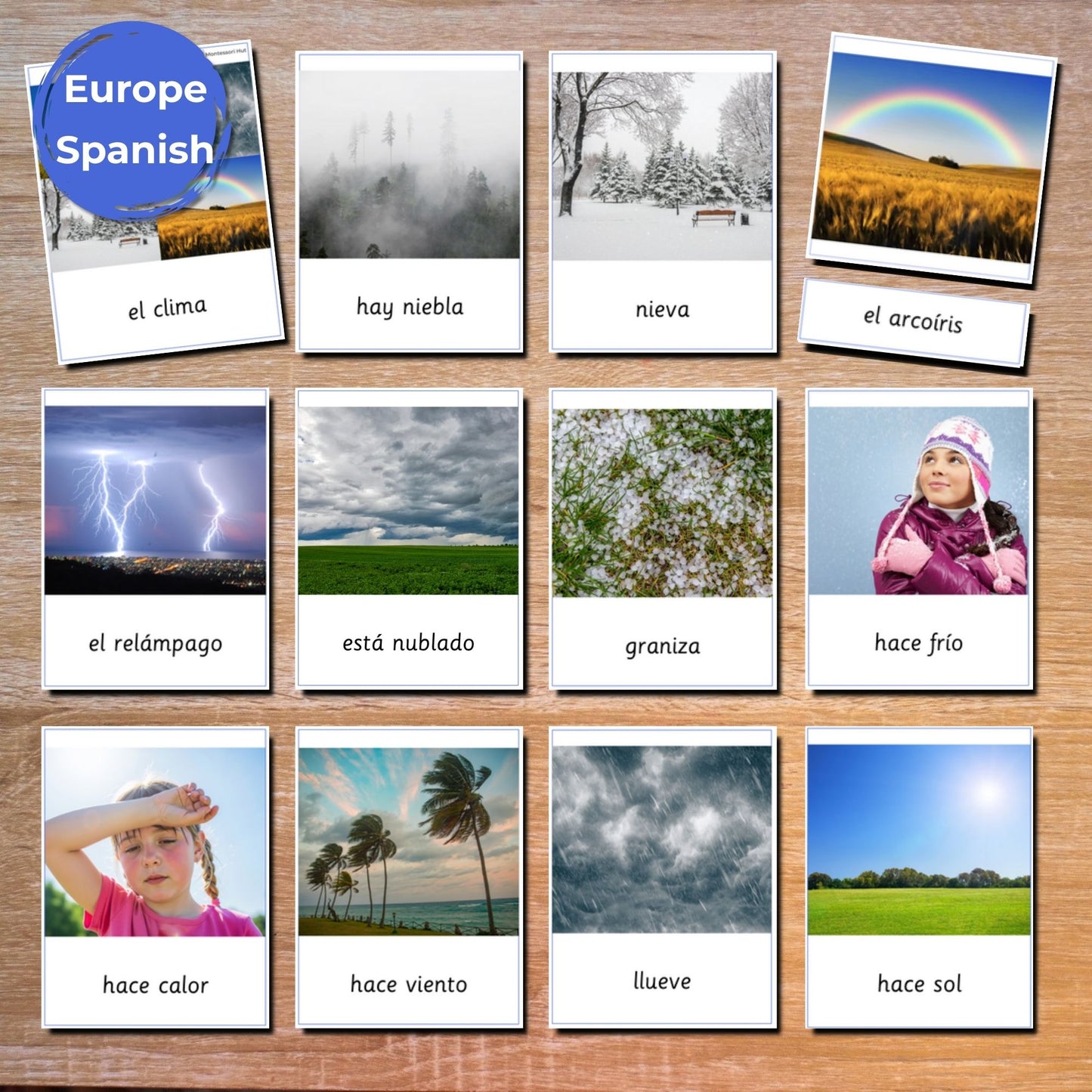 Weather Montessori 3 Part Cards Nomenclature - 12 Sets