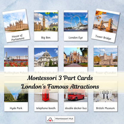 London famous landmark attractions Montessori 3 part card | classified card | Printable | Homeschool and classroom resources