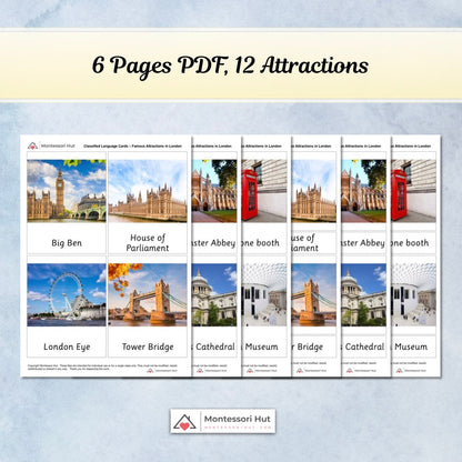 London famous landmark attractions Montessori 3 part card | classified card | Printable | Homeschool and classroom resources