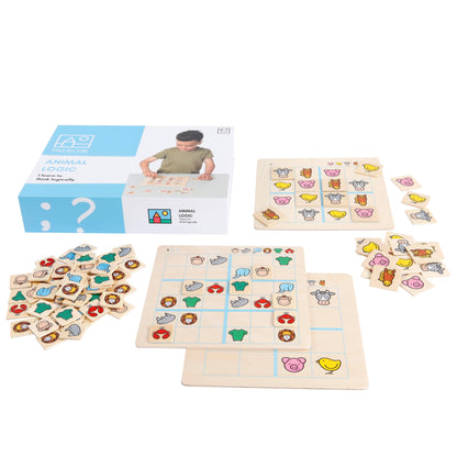 Animal Logic - Children's First Sudoku - Montessori Logic Game  - SHIP FROM NETHERLAND TO UK AND EUROPE ONLY